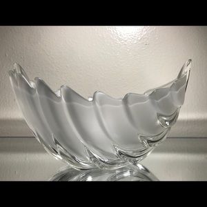 Milk/Clear Leaf Glass Bowl